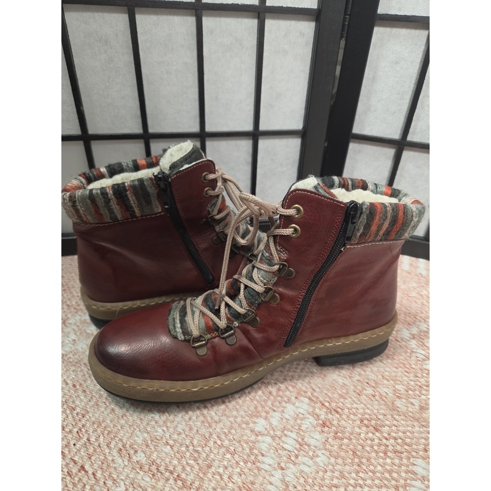 Rieker‎ Felicitas Z6741-35 Burgundy Wine Ankle Boots Women's Size 9 Boho - Picture 4 of 10